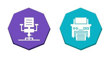 Desk Chair and Printer Icon vector