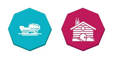 Snowmobile and Cabin Icon vector