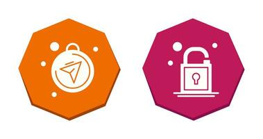 Compass and Open Lock Icon vector