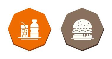 mineral agua y hamburguesa icono vector