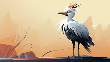 a cute little Secretary Bird in vector style. Generative AI photo