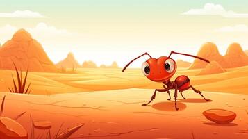 a cute little Sahara Desert Ant in vector style. Generative AI photo