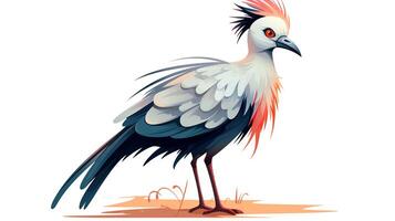 a cute little Secretary Bird in vector style. Generative AI photo