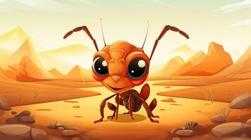 a cute little Sahara Desert Ant in vector style. Generative AI photo
