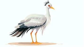 a cute little Secretary Bird in vector style. Generative AI photo