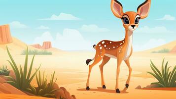 a cute little Sand Gazelle in vector style. Generative AI photo