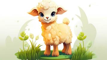 a cute little Sheep in vector style. Generative AI photo