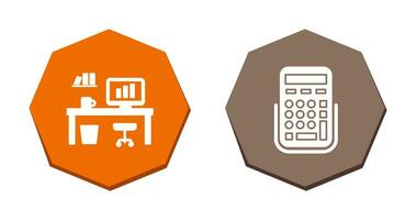Office Desk and Calculator Icon vector