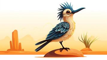 a cute little Roadrunner in vector style. Generative AI photo