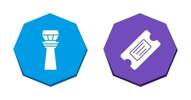 Control Tower and Ticket Icon vector