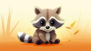 a cute little Raccoon in vector style. Generative AI photo