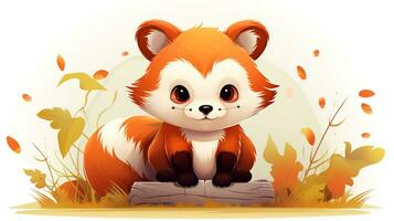 a cute little Red Panda in vector style. Generative AI photo