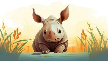 un linda pequeño rinoceronte en vector estilo. generativo ai foto