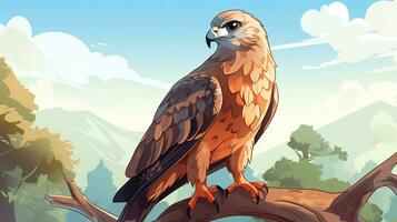a cute little Red-tailed Hawk in vector style. Generative AI photo