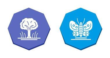Tree and Butterfly Icon vector