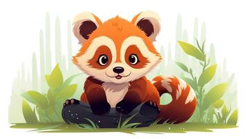 a cute little Red Panda in vector style. Generative AI photo