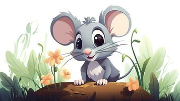 a cute little Rat in vector style. Generative AI photo