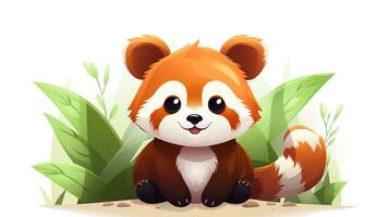 a cute little Red Panda in vector style. Generative AI photo