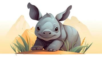 un linda pequeño rinoceronte en vector estilo. generativo ai foto