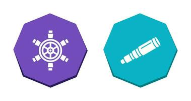 Ship Wheel and Binocular Icon vector