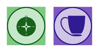 compass and coffee cup Icon vector