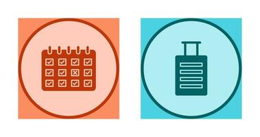 marked calendar and luggage  Icon vector