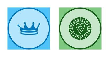 king crown and heart chip Icon vector