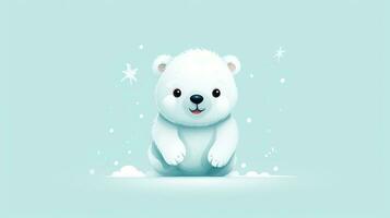 a cute little Polar Bear in vector style. Generative AI photo