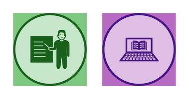 Online Books and Male Presenter Icon vector