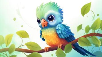 a cute little Quetzal in vector style. Generative AI photo