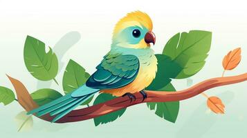 a cute little Quetzal in vector style. Generative AI photo