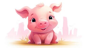 a cute little Pig in vector style. Generative AI photo