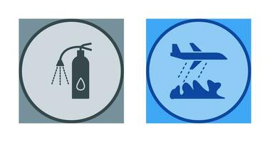 using extinguisher and firefighter plane  Icon vector