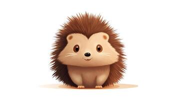 a cute little Porcupine in vector style. Generative AI photo