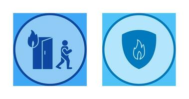 running from fire and fire shield  Icon vector