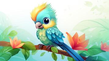 a cute little Quetzal in vector style. Generative AI photo