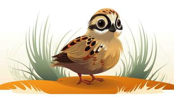 a cute little Quail in vector style. Generative AI photo