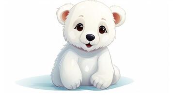 a cute little Polar Bear in vector style. Generative AI photo