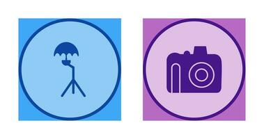 umbrella stand and dslr camera Icon vector