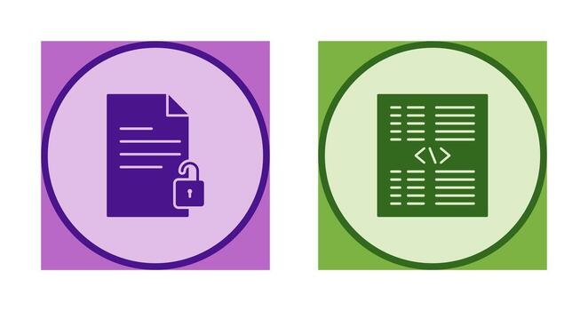 unlock document and piece of code Icon vector