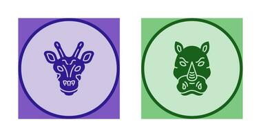 Giraffe and Rhino Icon vector