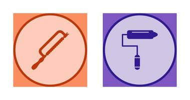 Hacksaw and Paint Roller Icon vector