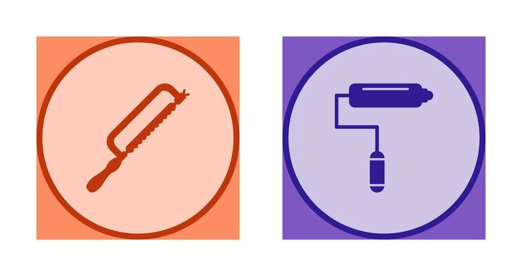 Hacksaw and Paint Roller Icon