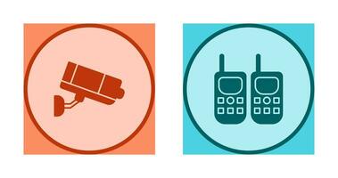 CCTV Camera and Walkie Talkie Icon vector