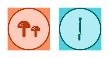 Mushrooms and Gardening Fork Icon vector