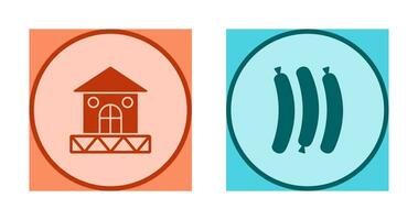 House and Hot Sausage Icon vector