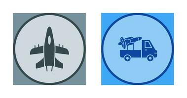 Military Plane and Missile Icon vector