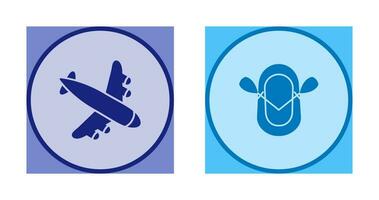 Landing Airplane and Dinghy Icon vector