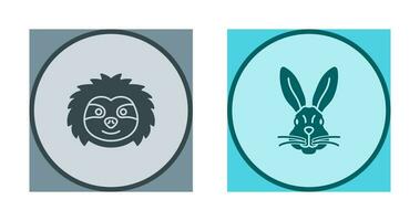 Sloth and Rabbit Icon vector