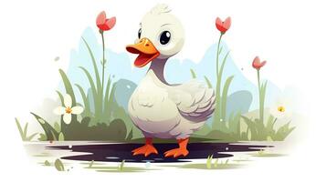 a cute little Muscovy Duck in vector style. Generative AI photo